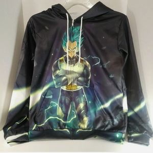 Men's Sz Medium Multicolored 3D Graphic Design Full Zip Hoodie Sweatshirt Anime
